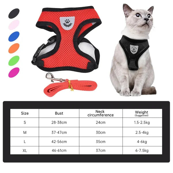 Dogs Puppy Harness Collar Cat Dog Adjustable